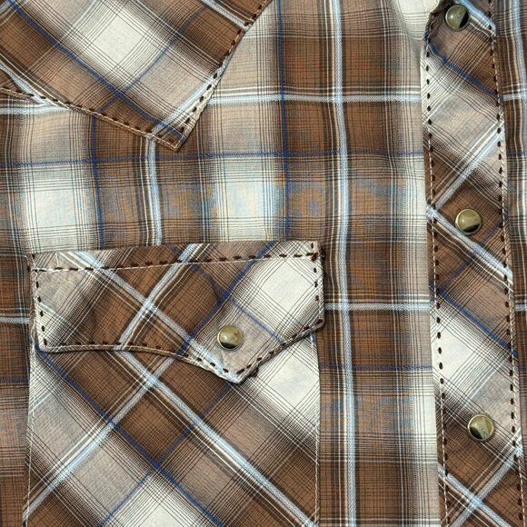 Wrangler Retro Plaid Pearl Snap Buck Stitch Men's Western Shirt – Size Small - Picture 3 of 6